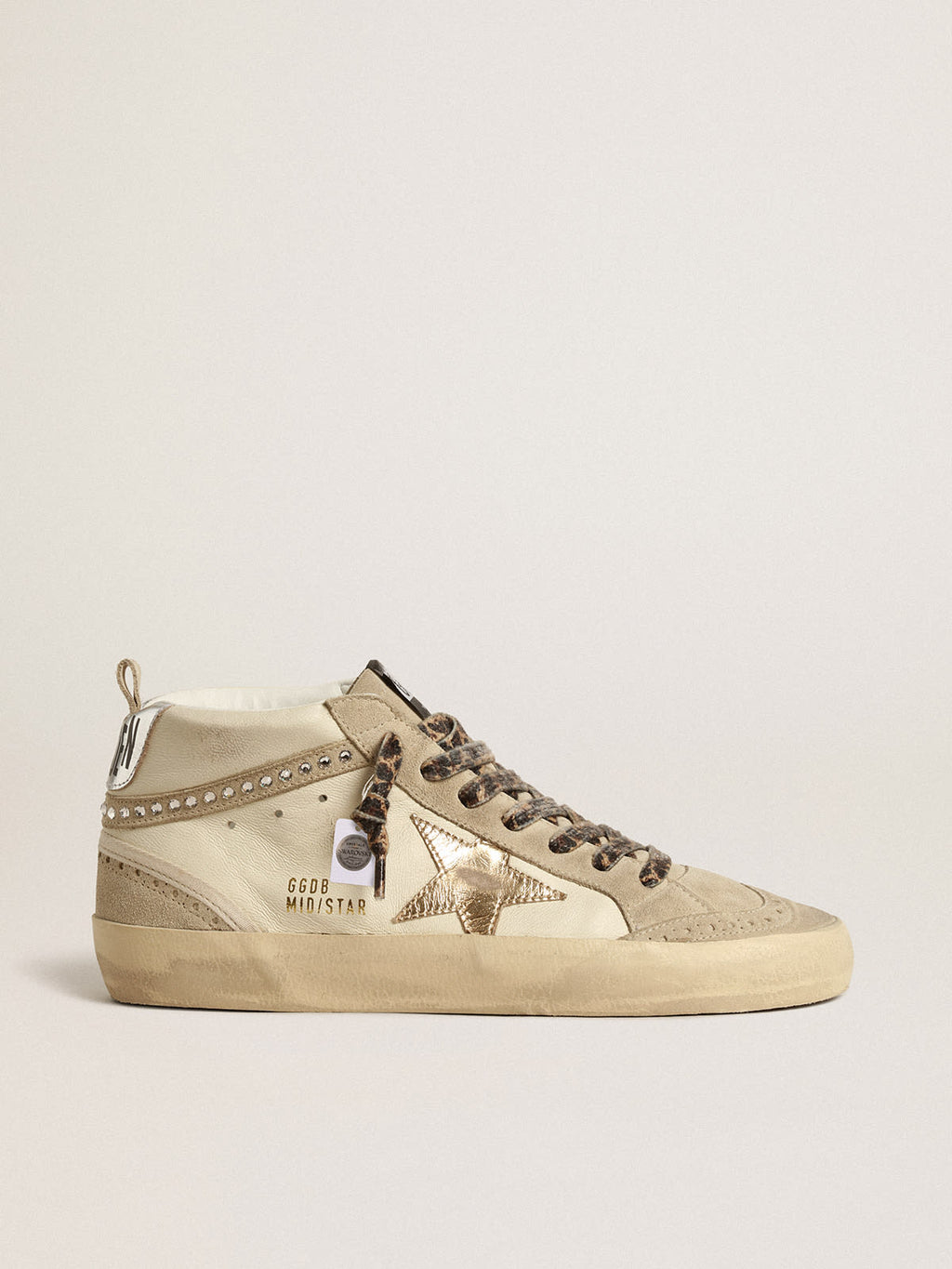 Mid Star con stella in pelle laminata e virgola con cristalli