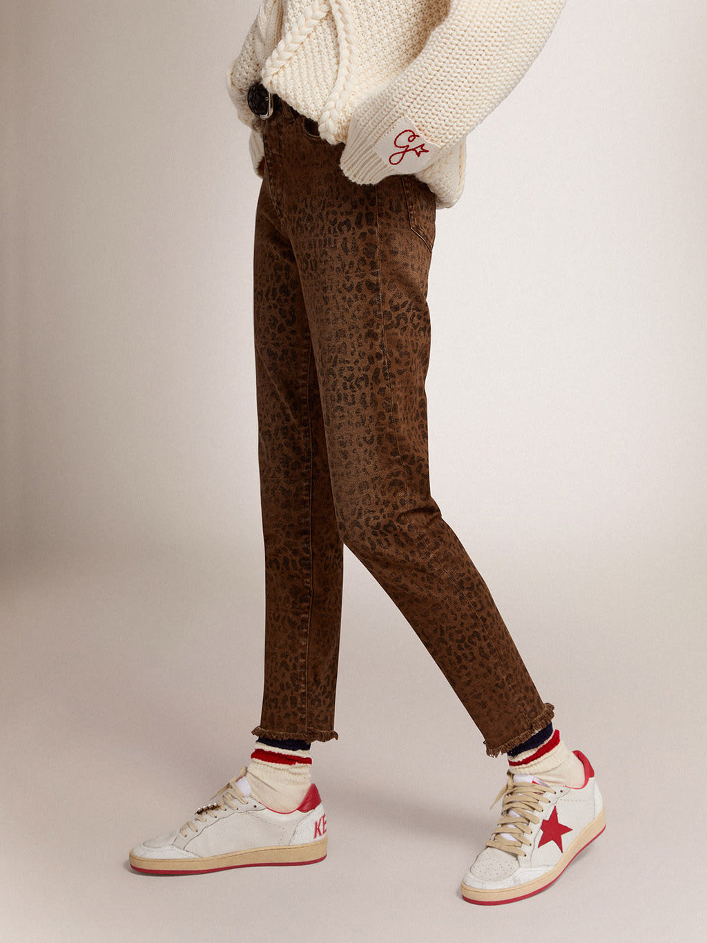 Sneakers Ball Star bianche in pelle con stella e talloncino rossi