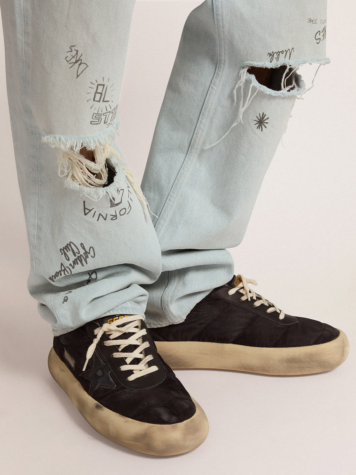 Space-Star Uomo in nylon nero trapuntato e fodera in shearling