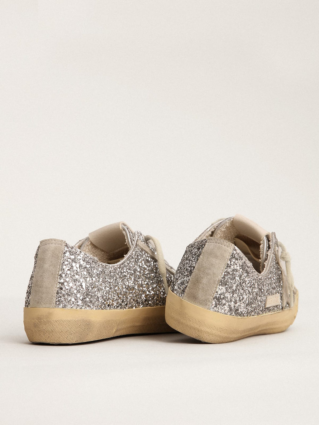 Sneaker V-Star LTD in glitter argento con stella in suede color grigio ghiaccio