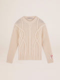 Maglione girocollo da uomo in lana con motivo intrecciato