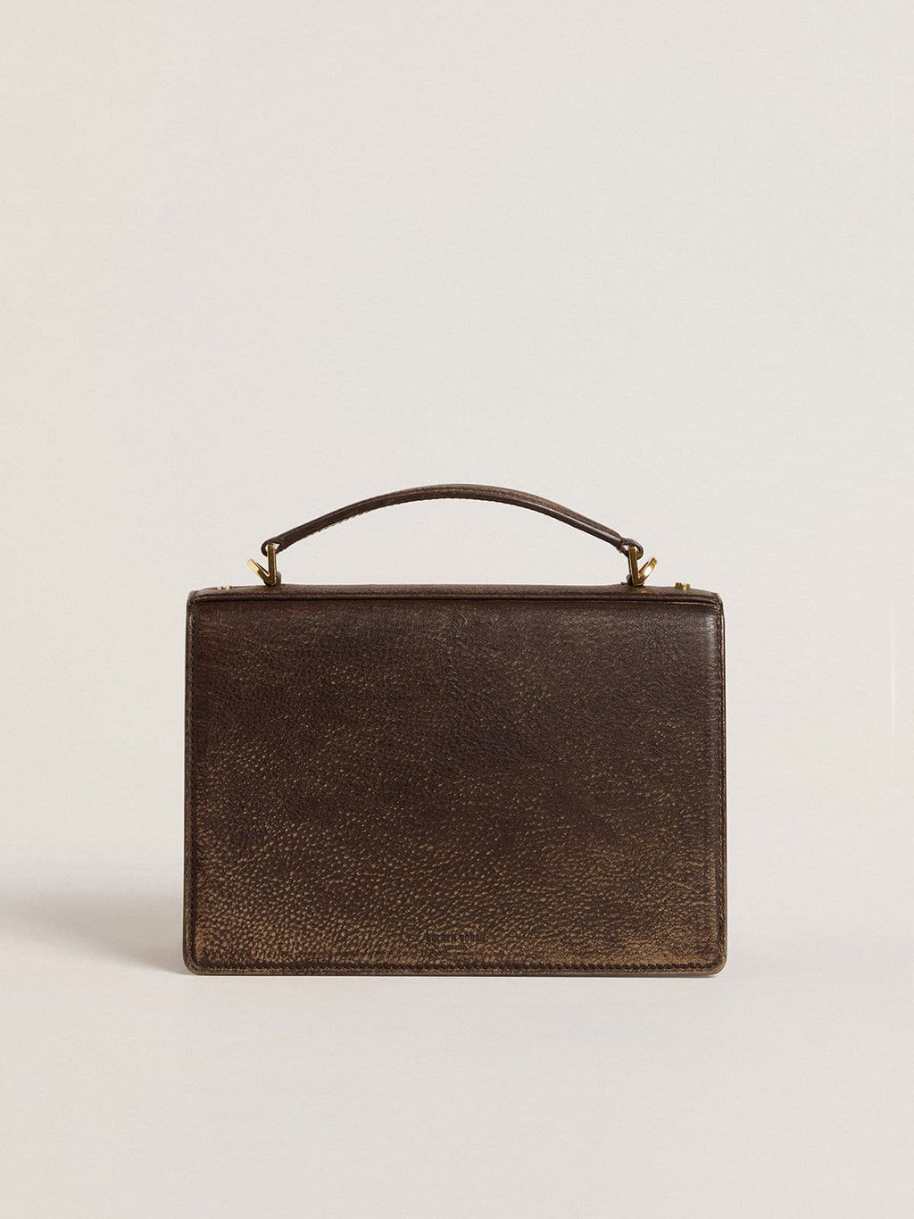 Venezia Bag in vintage dark brown embossed leather with gold details