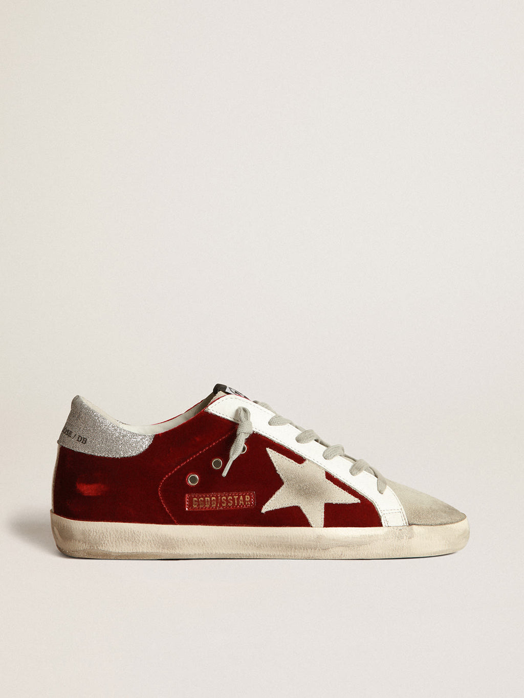 Sneakers Super-Star in velluto con talloncino in glitter