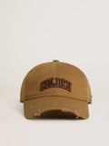 Beige cotton baseball cap with a lived-in finish