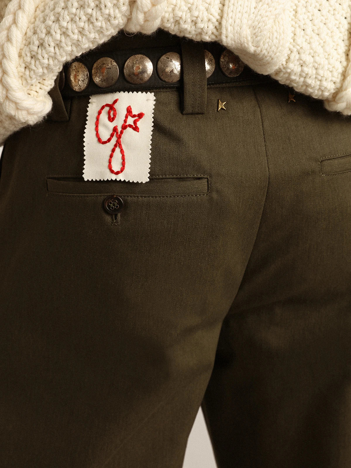 Pantalone chino Golden Collection color verde militare