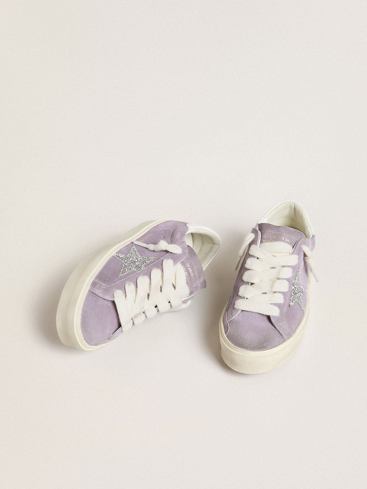 Women's Hi Star in purple suede with silver glitter star