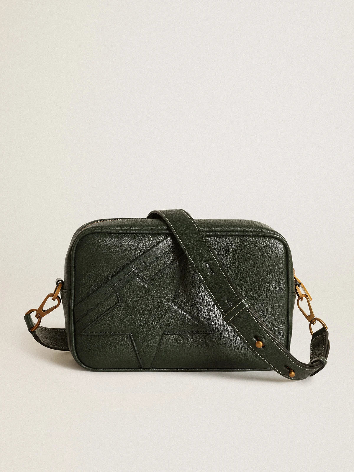 Borsa Star Bag in pelle color verde scuro con stella ton sur ton