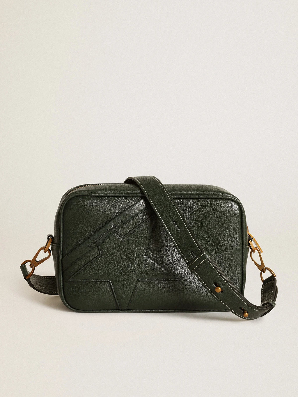 Borsa Star Bag in pelle color verde scuro con stella ton sur ton
