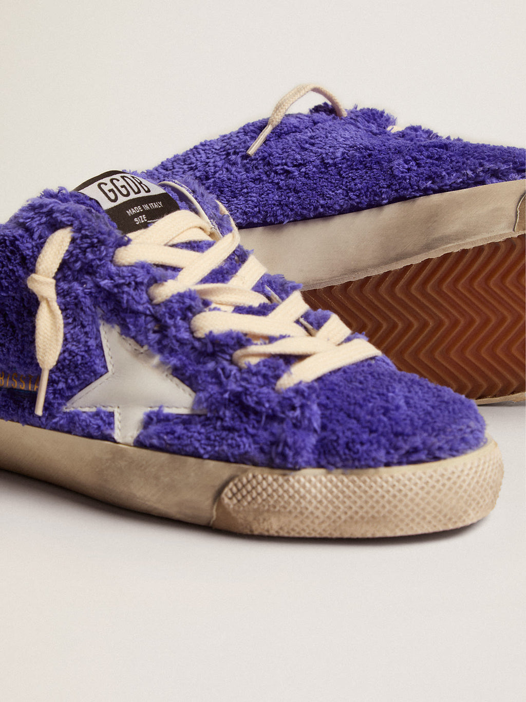 Sabot Super-Star in spugna color royal blue con stella in pelle bianca