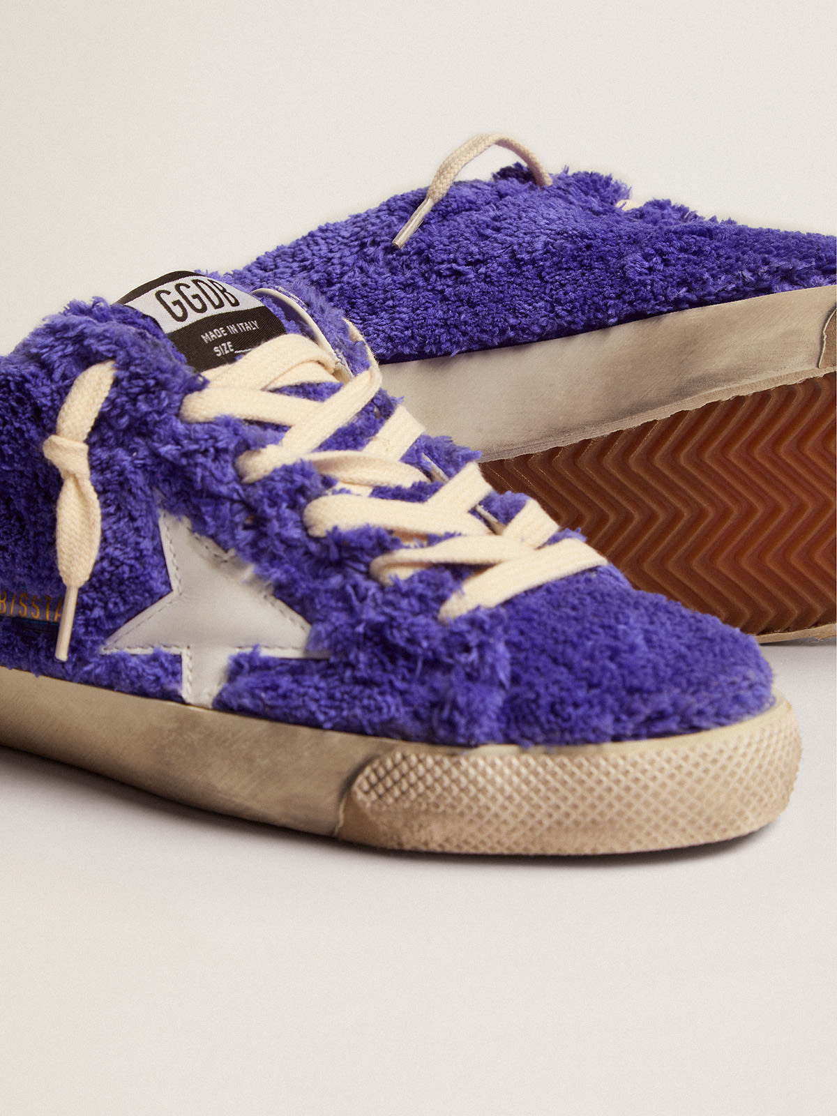 Sabot Super-Star in spugna color royal blue con stella in pelle bianca