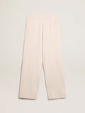 Pantalone jogging uomo misto cashmere di colore bianco
