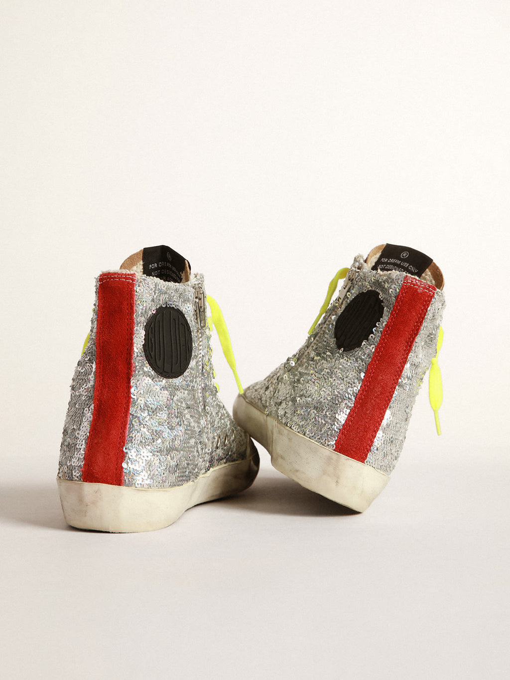 Sneakers Francy con paillettes argento e cavallino leopardato