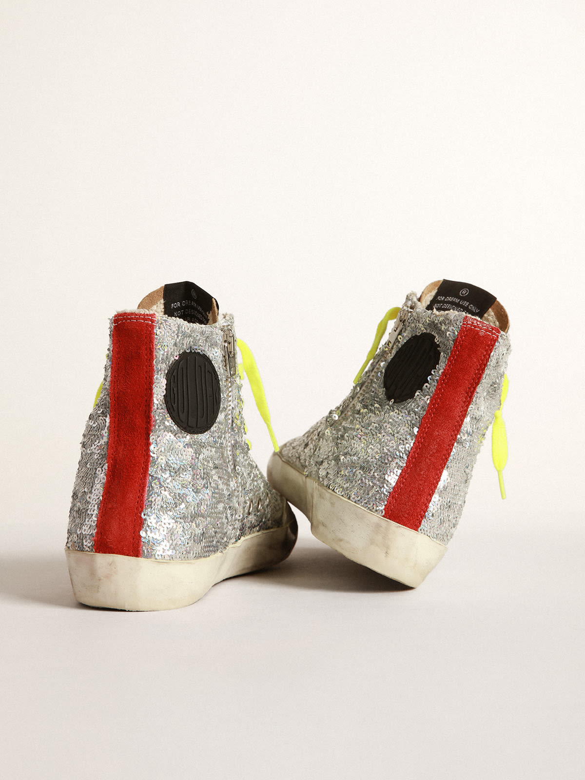 Sneakers Francy con paillettes argento e cavallino leopardato