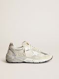 Sneaker Dad-Star in rete e suede bianchi con stella in pelle bianca e talloncino in pelle beige