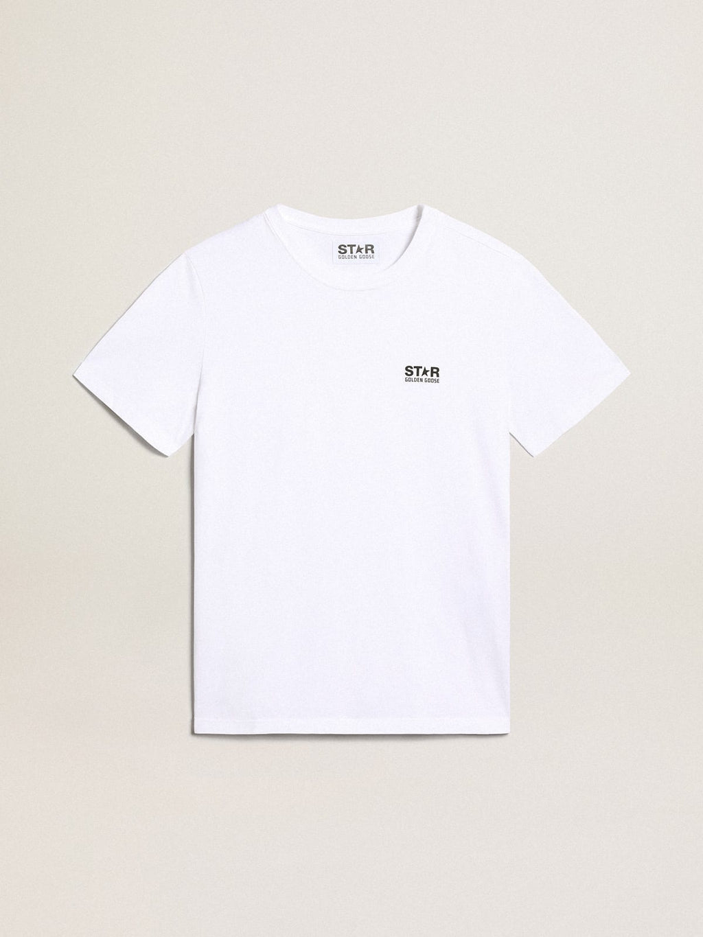 T-shirt bianca Collezione Golden con logo nero a contrasto sul davanti