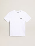 T-shirt bianca Collezione Golden con logo nero a contrasto sul davanti