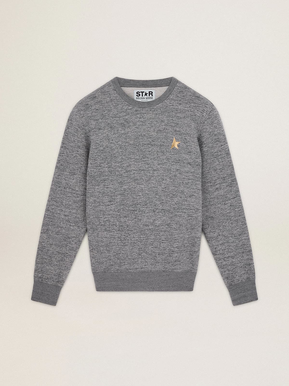 Felpa Archibald Collezione Star in cotone grigio mélange con stella color oro a contrasto sul davanti