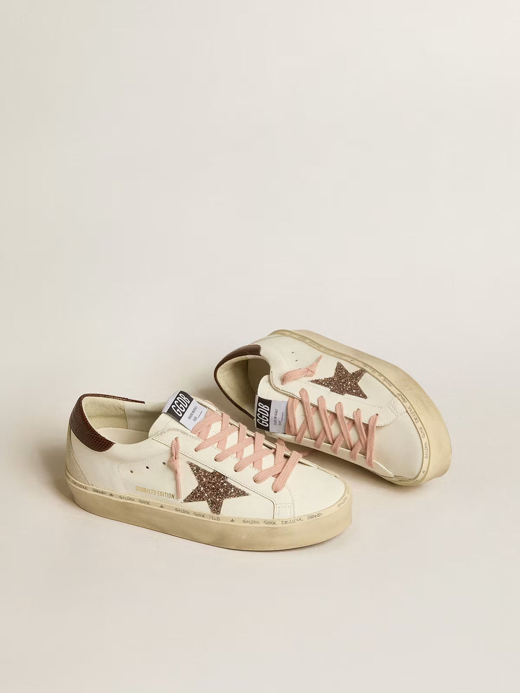 Hi Star LTD con stella in glitter e talloncino stampa lucertola marrone