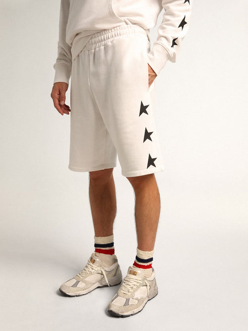 Bermuda Diego Collezione Star di colore bianco vintage con stelle nere a contrasto