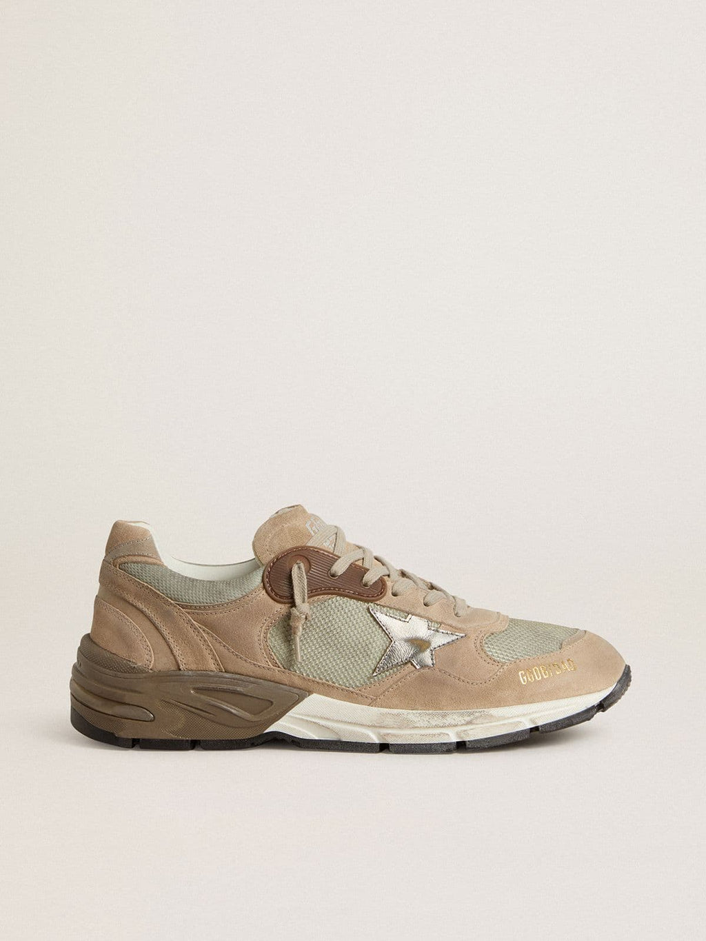Men's Dad-Star in beige mesh and suede with silver leather star