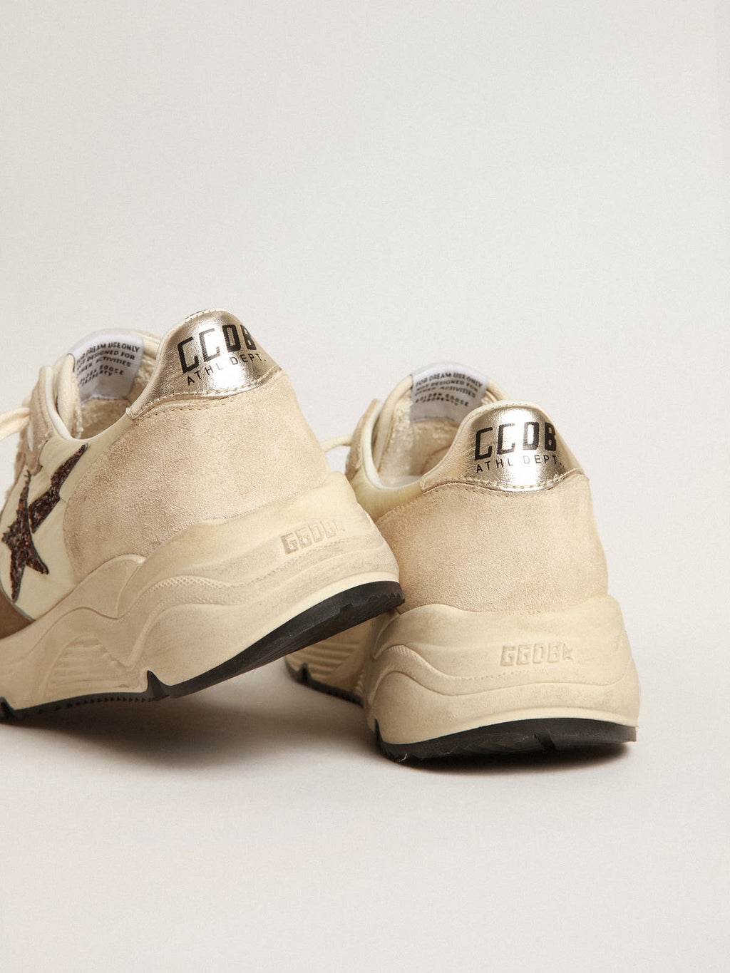 Running Sole LTD in nylon e suede crema con stella in glitter