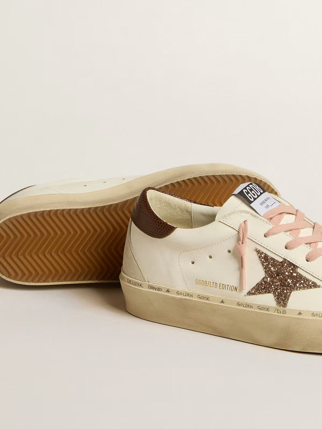 Hi Star LTD con stella in glitter e talloncino stampa lucertola marrone