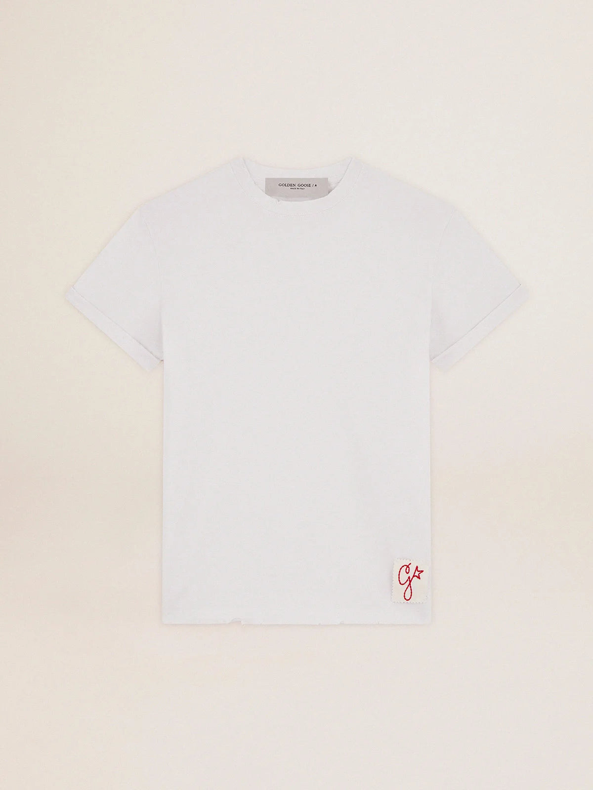 T-shirt fit slim di colore bianco dal trattamento distressed