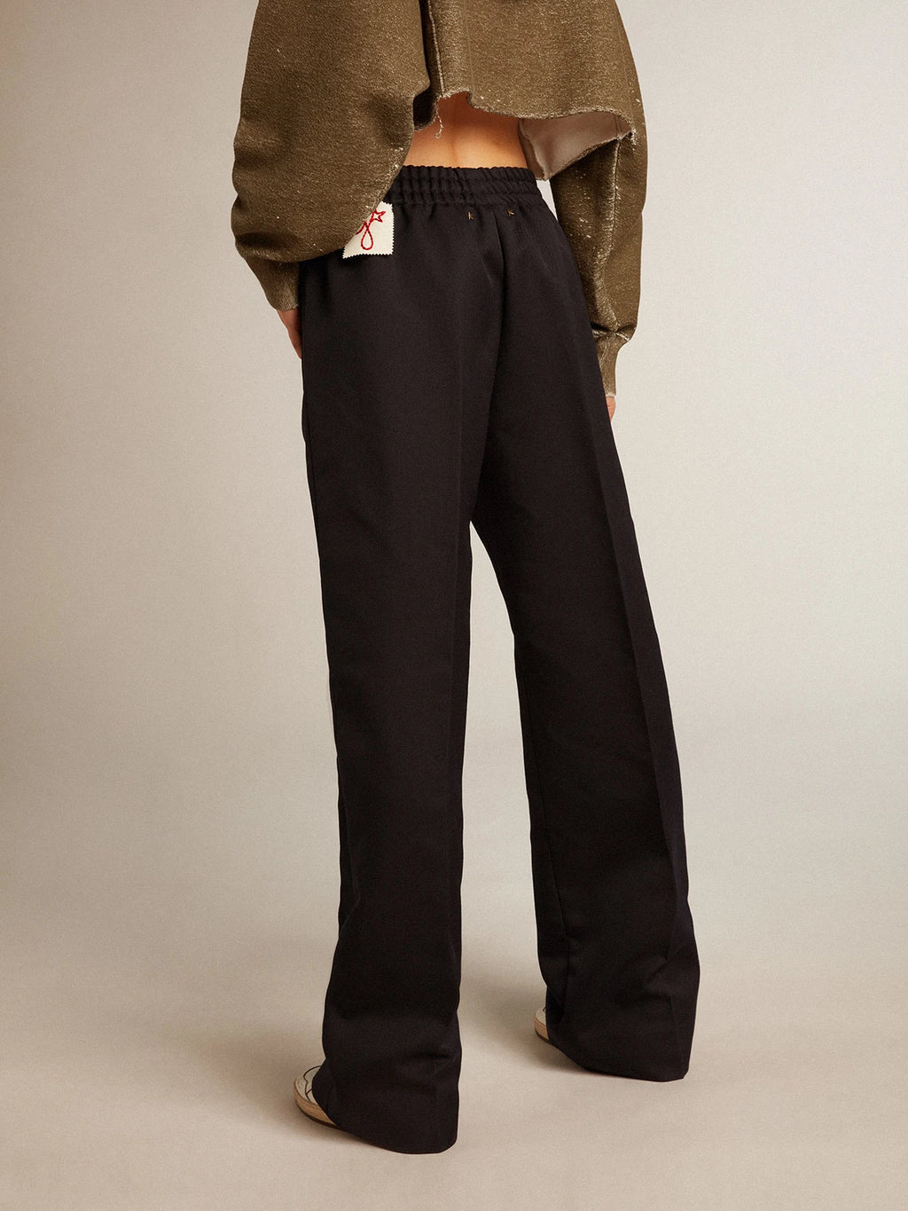 Pantalone jogging in gabardine di lana color blu scuro