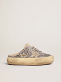 Scarpe Space-Star Sabot in glitter argento e fodera in shearling