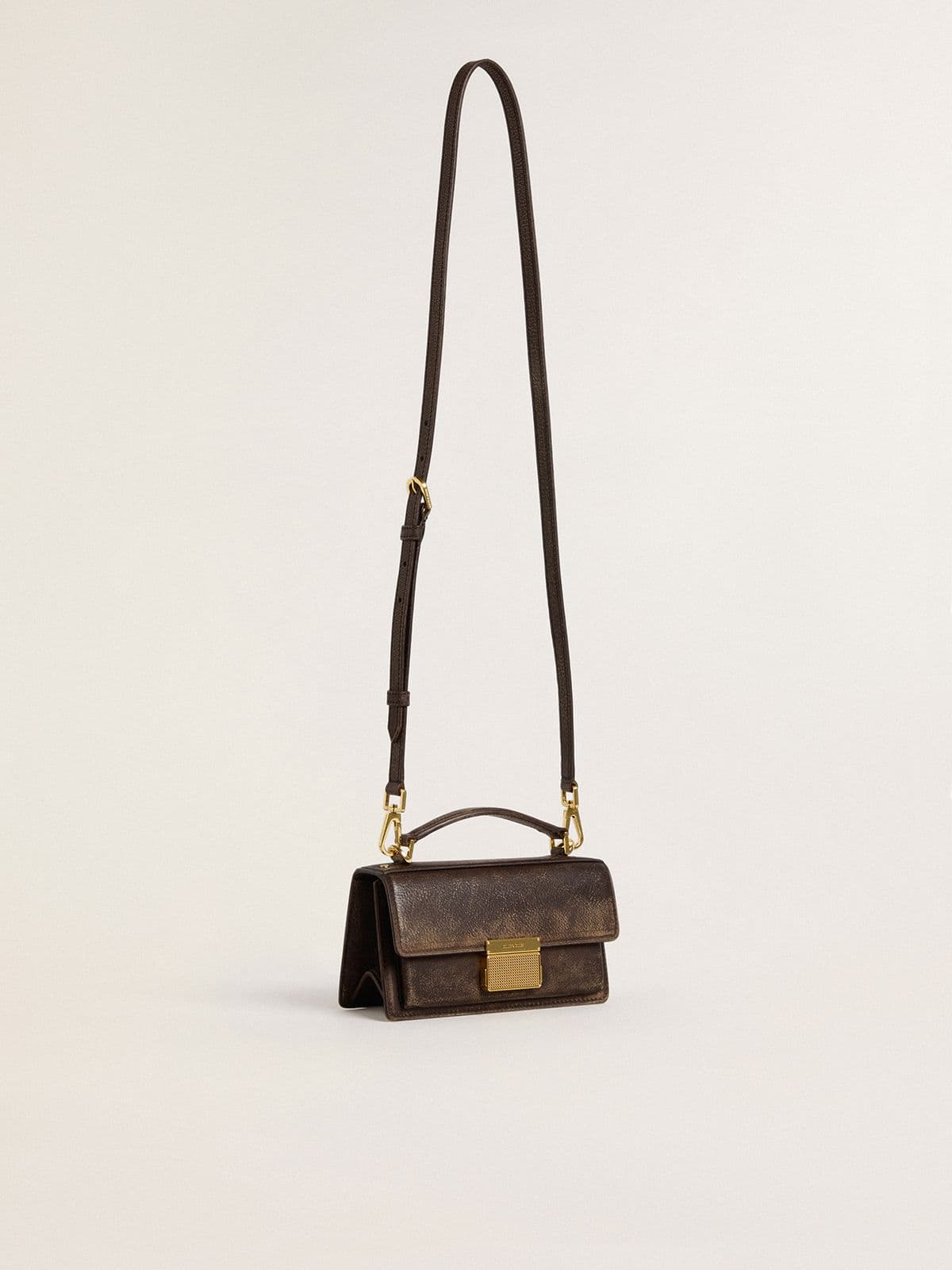 Small Venezia Bag in dark brown leather with gold buckle