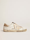 Sneakers Super-Star uomo con foxing sparkle dorato e metal studs lettering