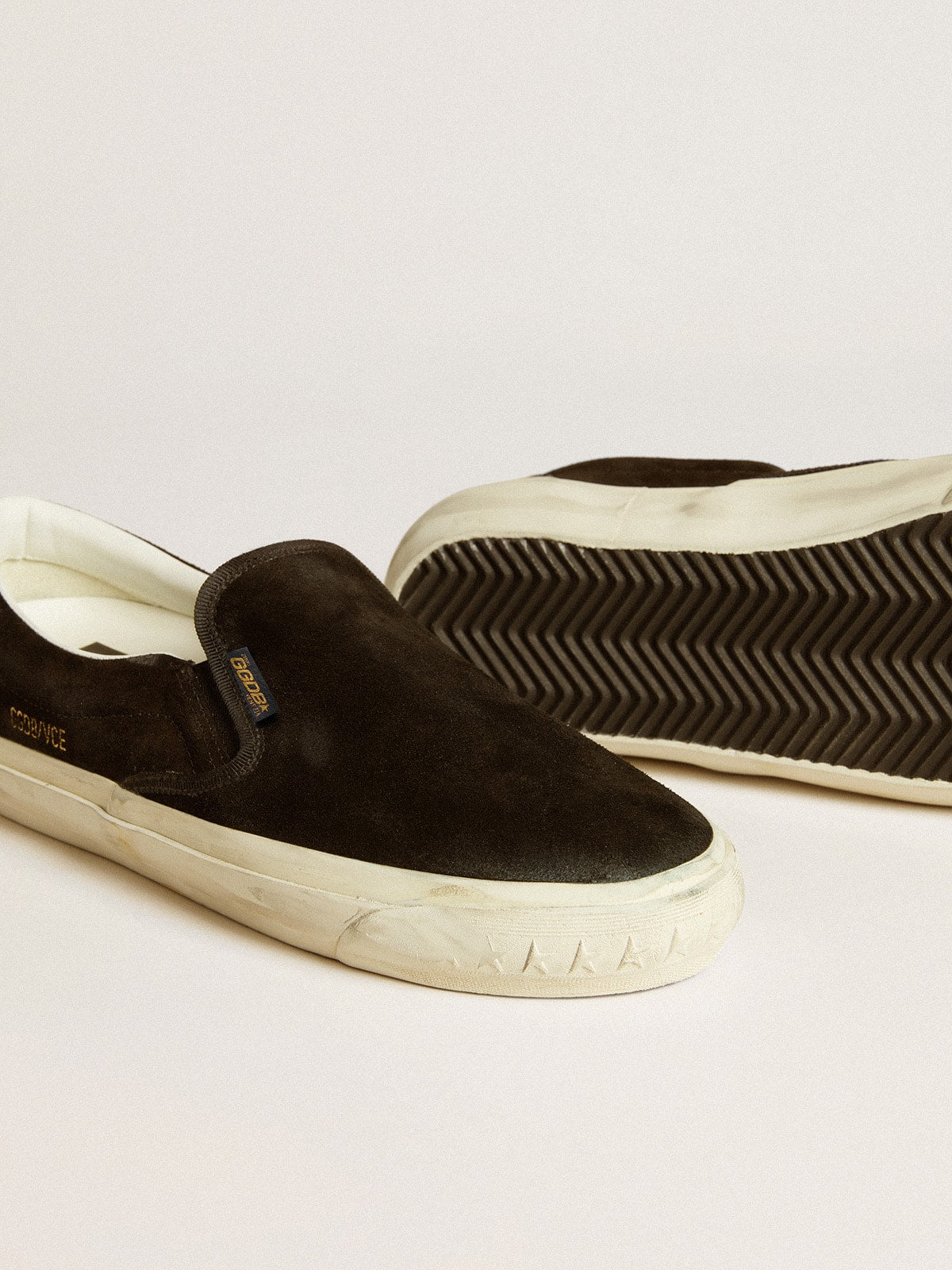 Men's VCE Penstar in black suede with black leather heel tab