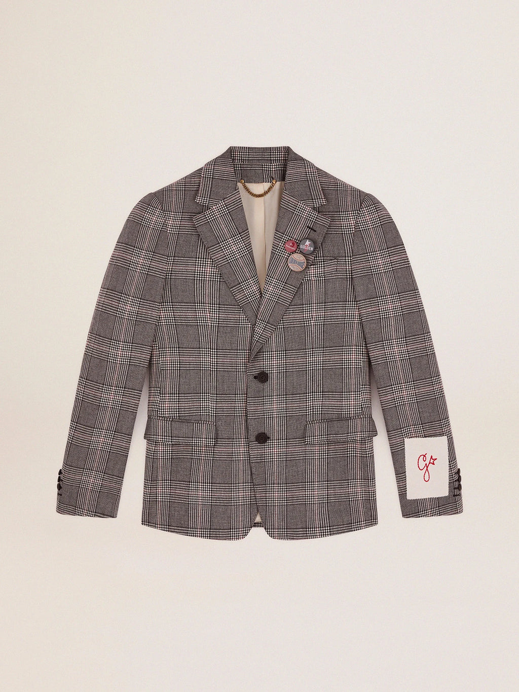 Blazer monopetto uomo Collezione Golden in principe di Galles grigio e bianco