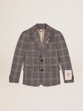 Blazer monopetto uomo Collezione Golden in principe di Galles grigio e bianco