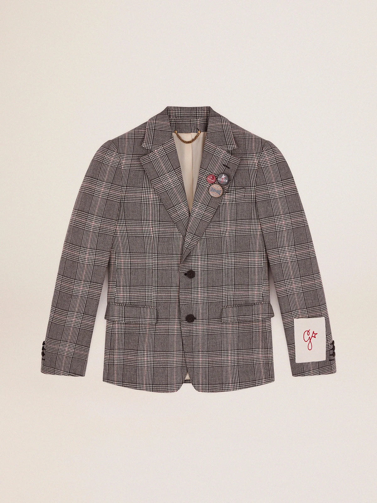 Blazer monopetto uomo Collezione Golden in principe di Galles grigio e bianco