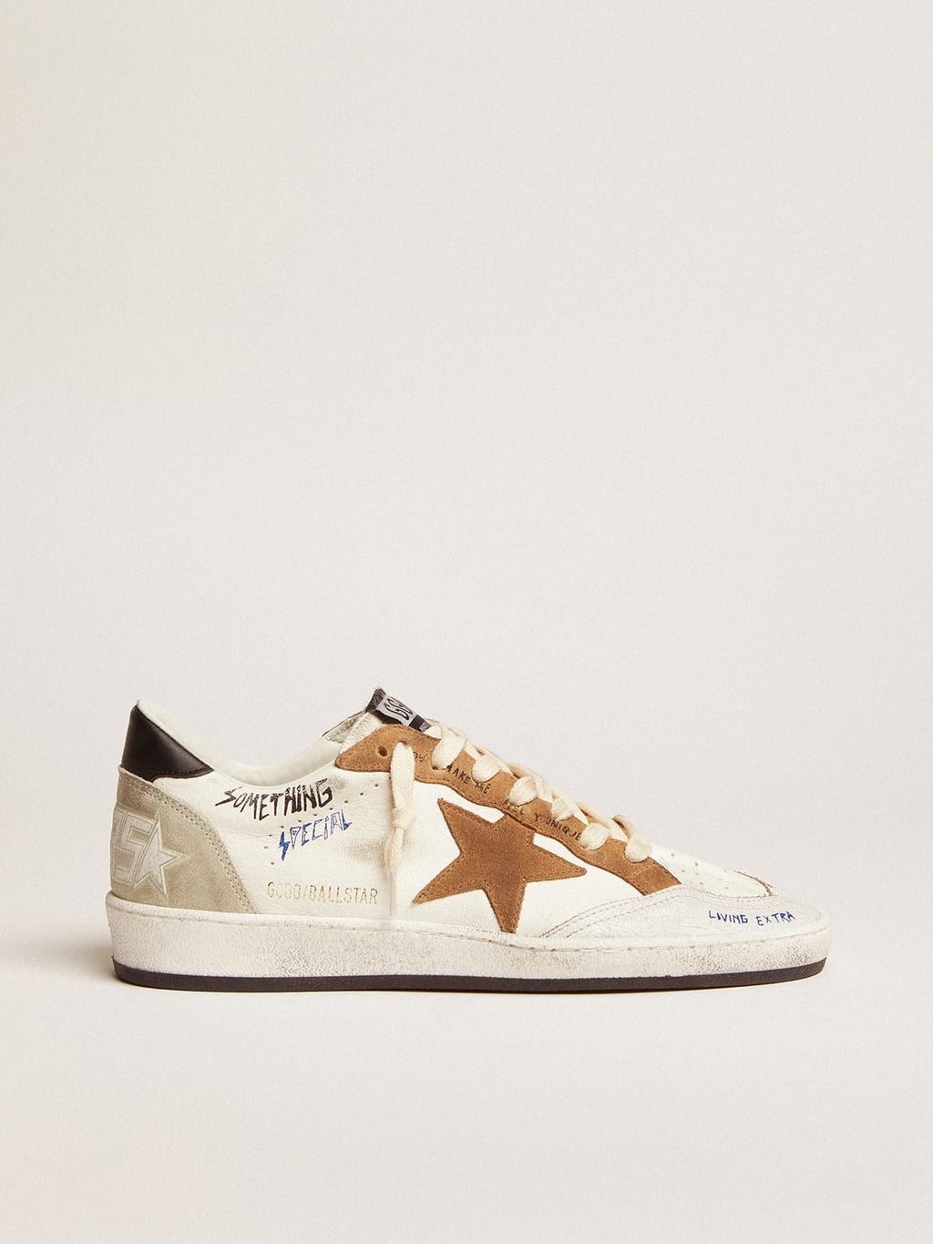 Sneaker Ball Star con stella in suede color tabacco e talloncino in pelle nera