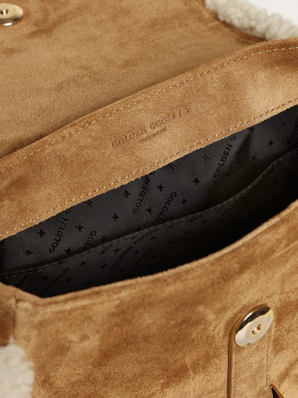 Borsa Rodeo Bag small in suede e dettagli in shearling