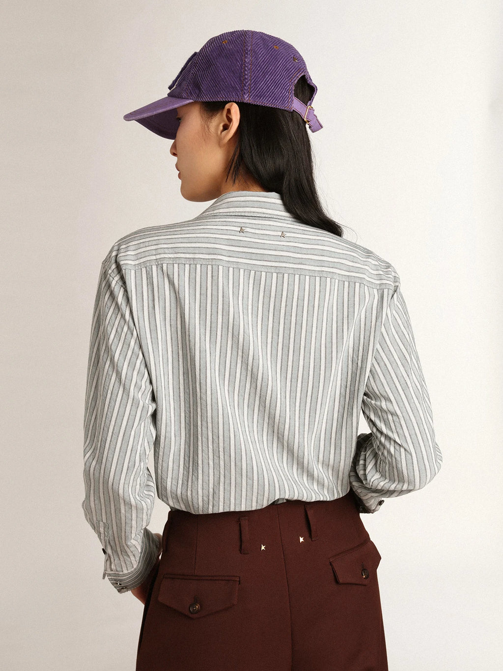 Camicia boyfriend Donna Collezione Journey con righe di colore acqua