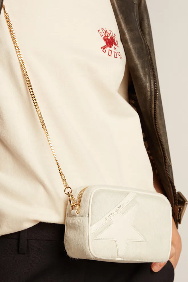 Mini Star Bag in pelle color bianco heritage con stella ton sur ton