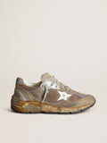 Sneaker Dad-Star uomo in rete e suede color tortora con stella in pelle bianca