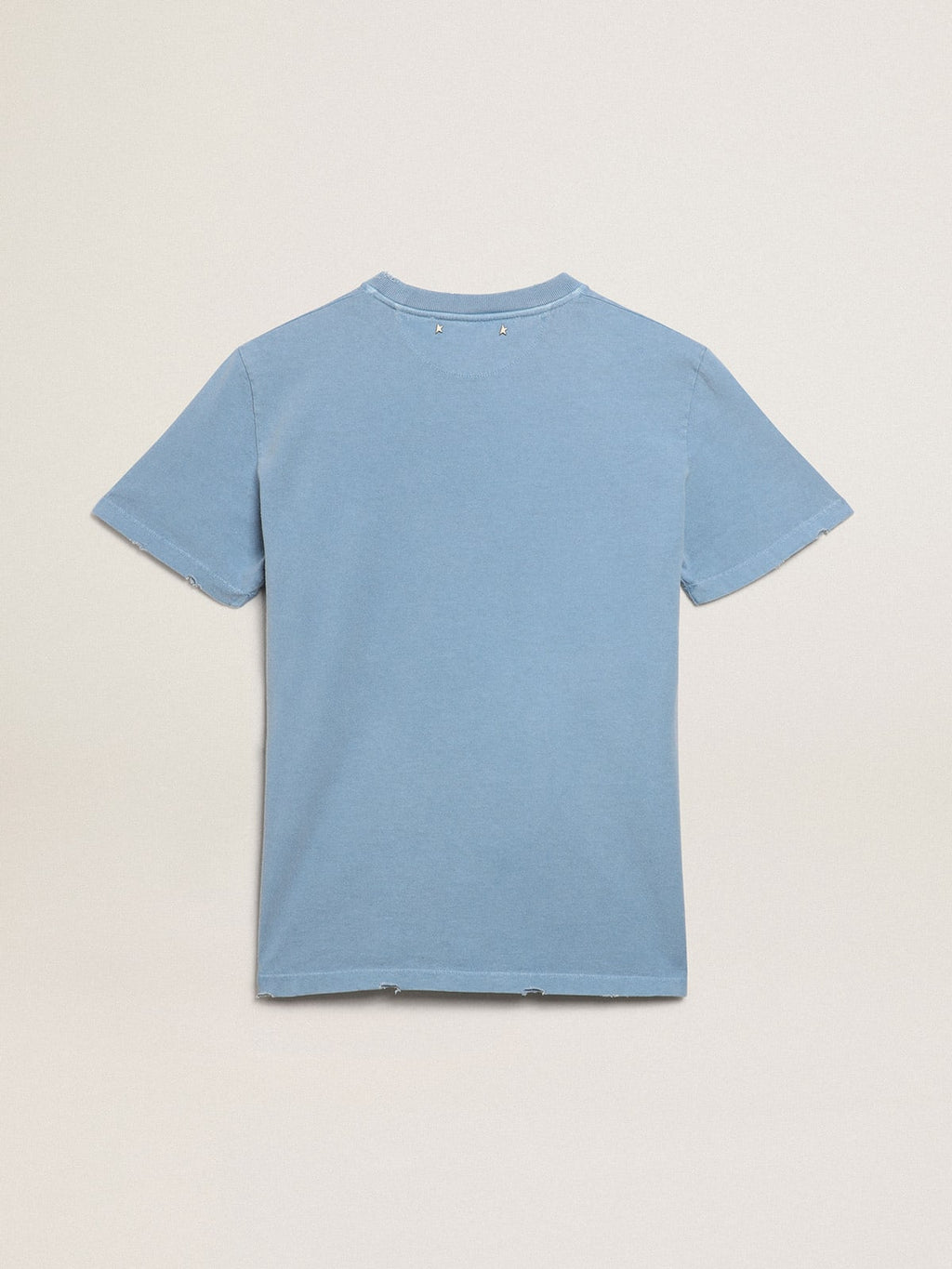 T-shirt Collezione Journey color blu harbor dall'effetto distressed con scritta Golden ton sur ton
