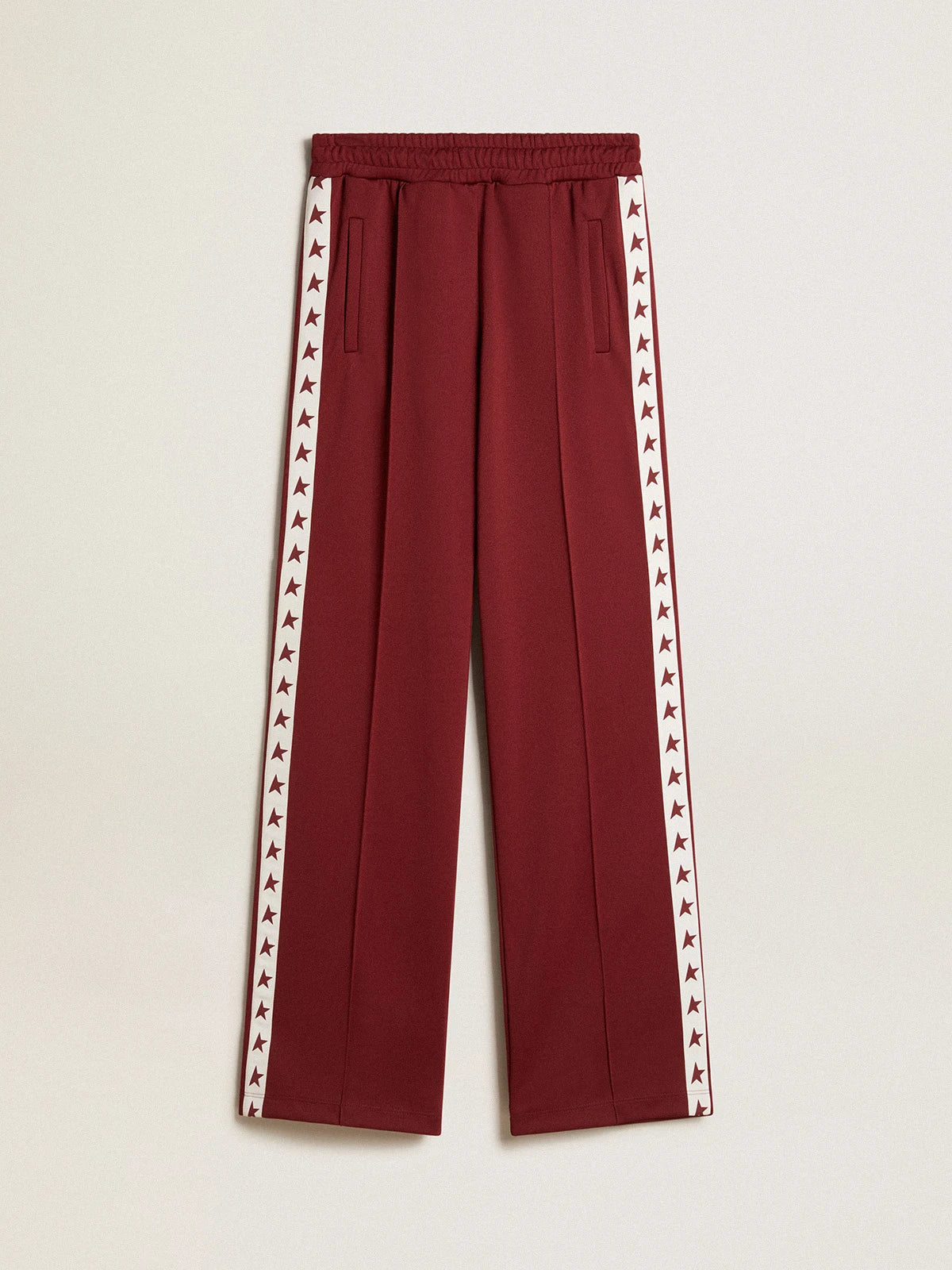 Pantalone jogging da donna di colore bordeaux con stelle sui lati