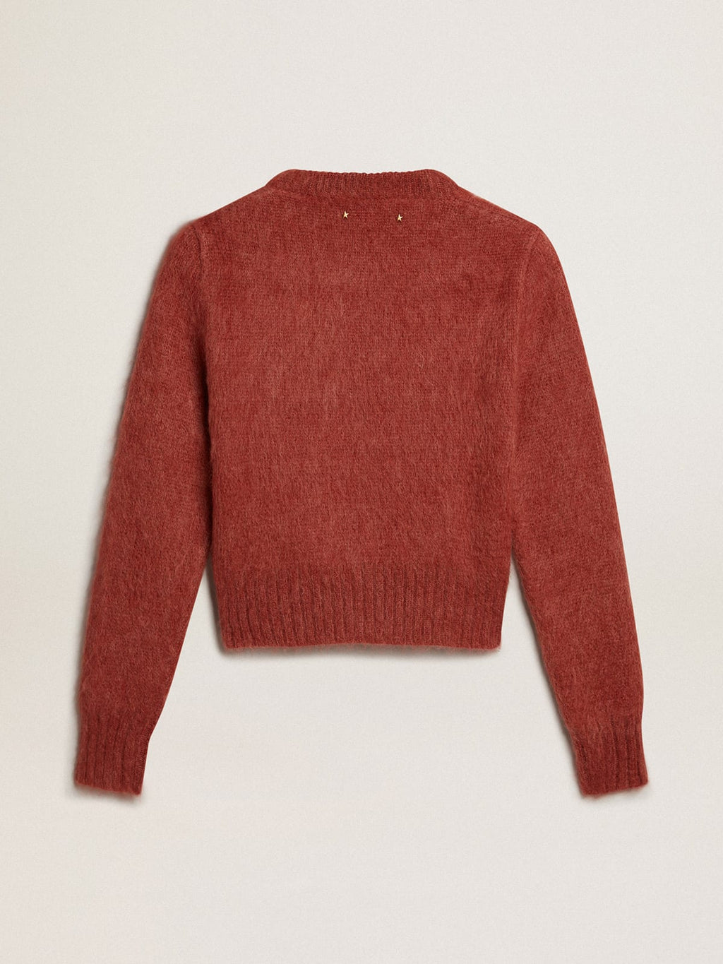 Maglione cropped in mohair color lilla scuro