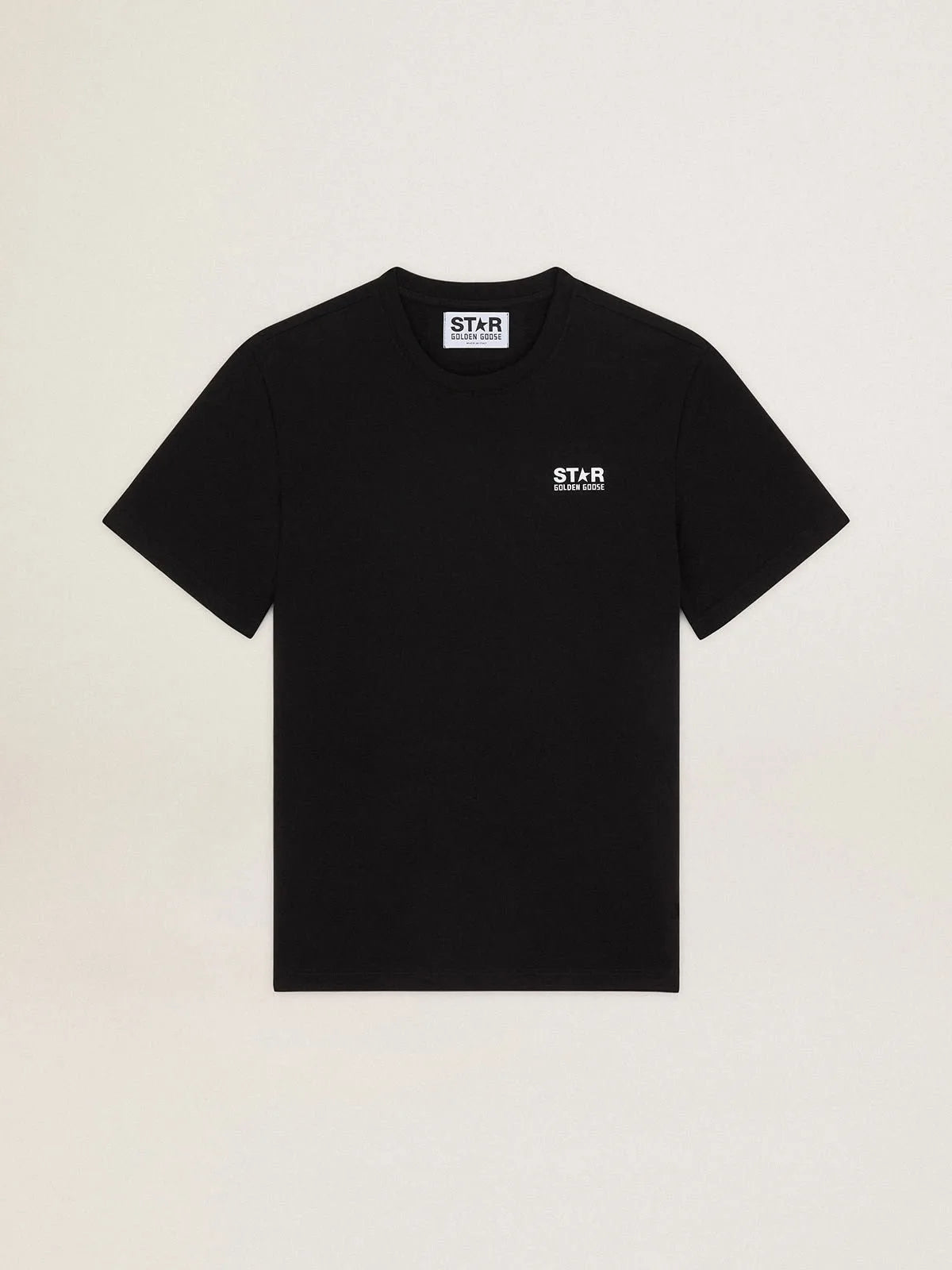 T-shirt nera Collezione Star con logo e stella bianchi a contrasto