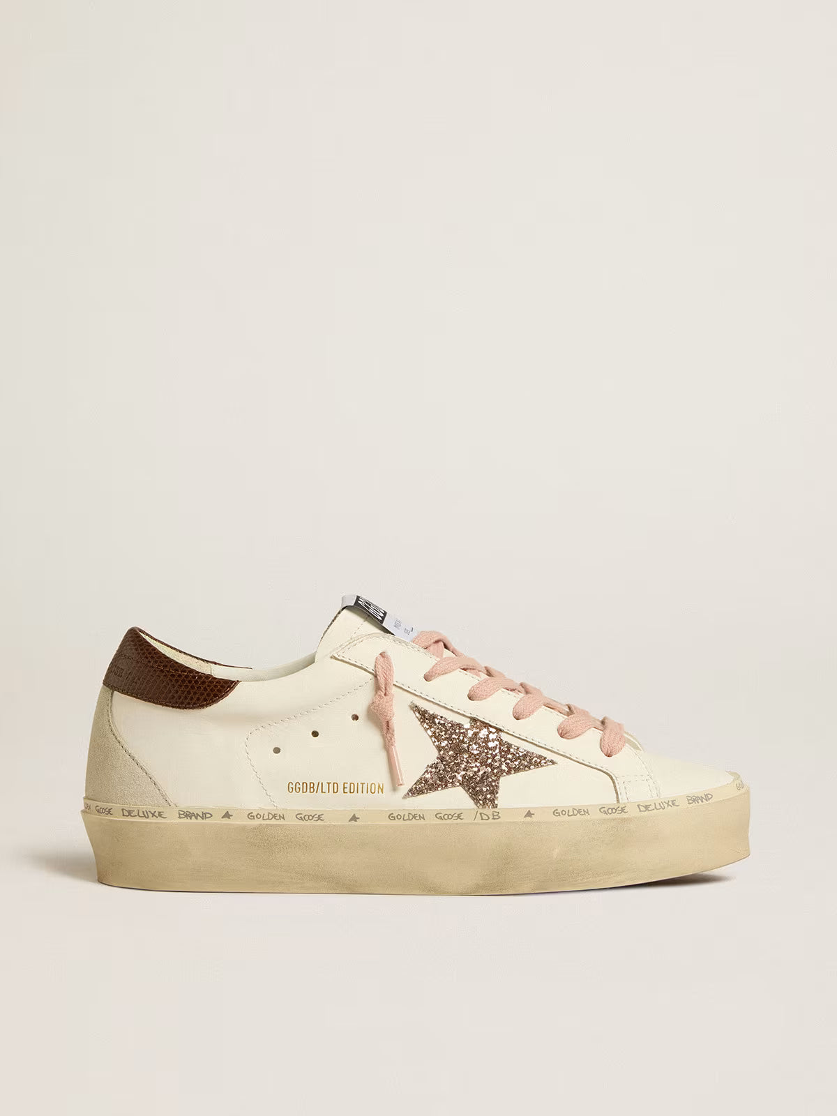 Hi Star LTD con stella in glitter e talloncino stampa lucertola marrone