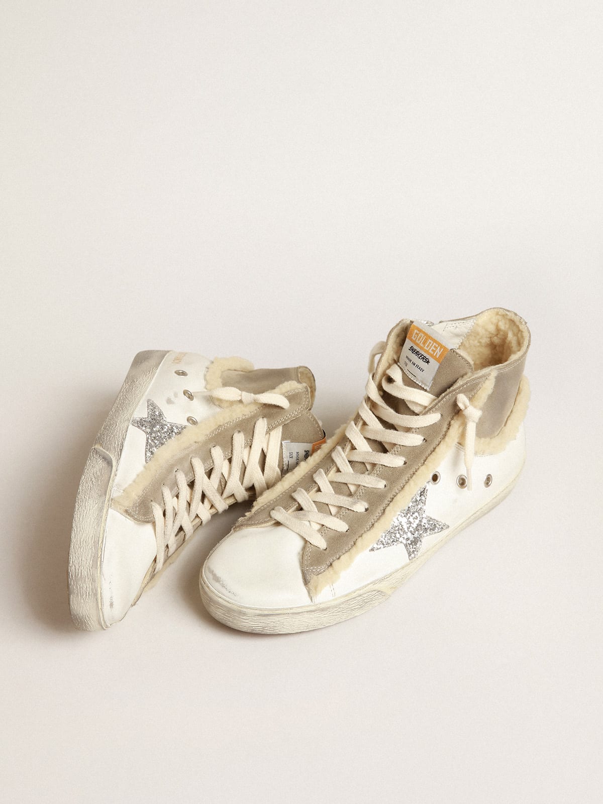 Francy in pelle e suede con stella in glitter argento