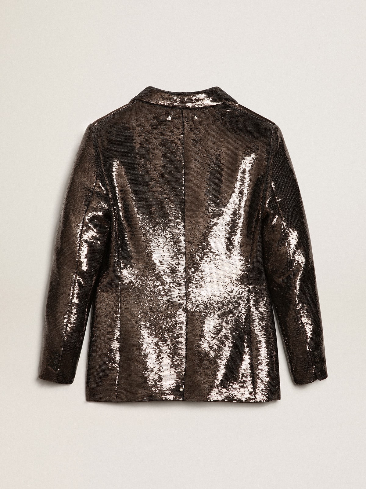 Blazer monopetto di colore grigio con paillettes all-over