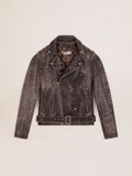 Chiodo da uomo in pelle dal trattamento distressed