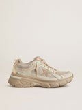 Men’s Lightstar in dove-gray leather and mesh with beige TPU star