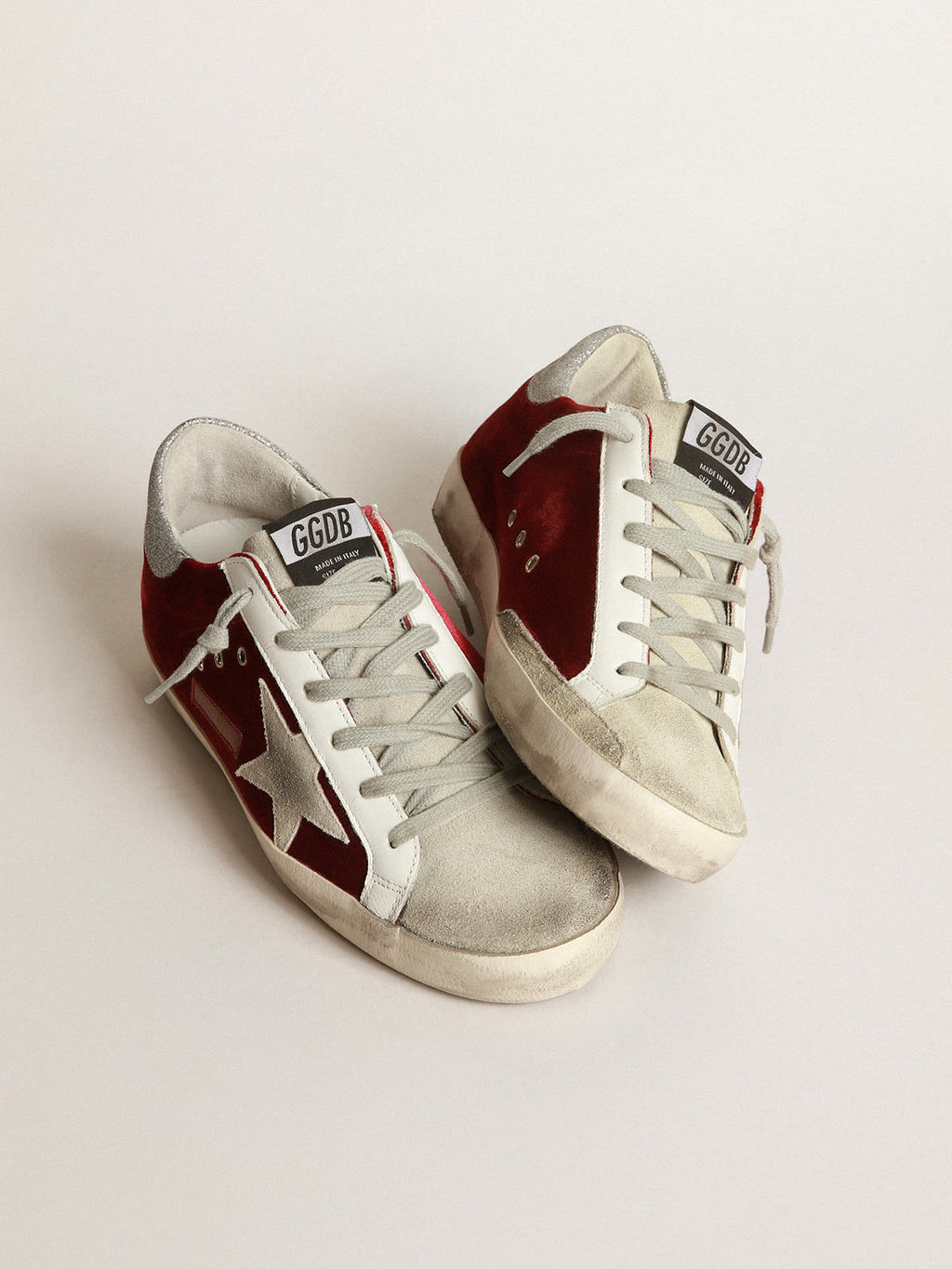 Sneakers Super-Star in velluto con talloncino in glitter